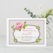 Pink Peony Uitnodiging (Staand voorkant)