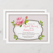 Pink Peony Uitnodiging (Voorkant / Achterkant)