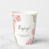 Pink Peony Vintage Christian Bridal Shower  Papieren Bekers (Voorkant)