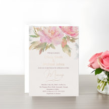 Pink Peony Waterverf Boho Wedding Invitation