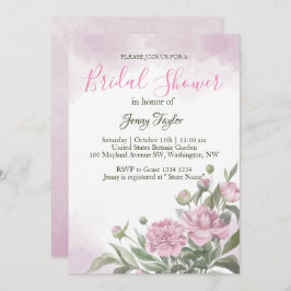 Pink Peony Waterverf Bridal Shower Invitation Kaart