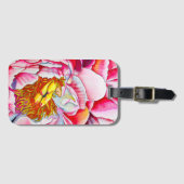 Pink Peony waterverf fine art Bagagelabel (Voorkant (horizontaal))