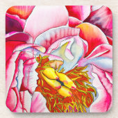 Pink Peony waterverf fine art Bier Onderzetter (Voorkant)