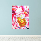Pink Peony waterverf fine art Canvas Afdruk (Insitu (Houten vloer))