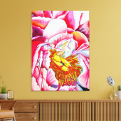Pink Peony waterverf fine art Canvas Afdruk (Insitu (Woonkamer))