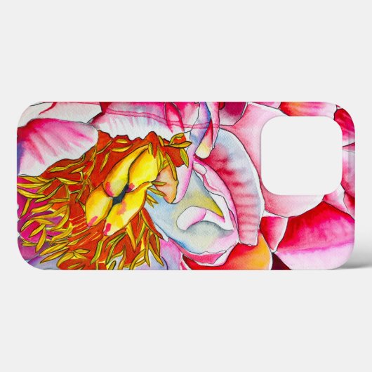 Pink Peony waterverf fine art Case-Mate iPhone Case (Achterkant (horizontaal))