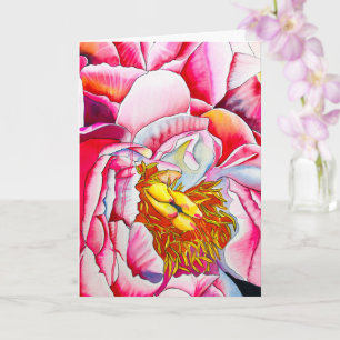 Pink Peony waterverf fine art Kaart
