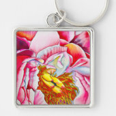 Pink Peony waterverf fine art Sleutelhanger (Voorkant)