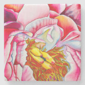Pink Peony waterverf fine art Stenen Onderzetter (Voorkant)