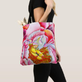 Pink Peony waterverf fine art Tote Bag (Dichtbij)