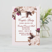Pink Peony Waterverf Floral Couples Party Kaart (Staand voorkant)