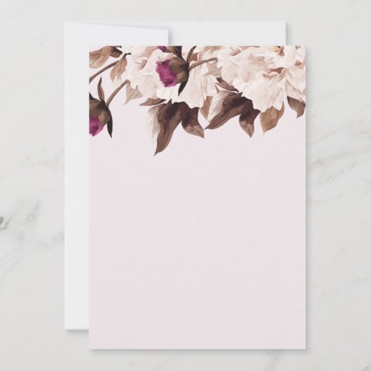 Pink Peony Waterverf Floral Couples Party Kaart (Achterkant)
