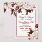 Pink Peony Waterverf Floral Couples Party Kaart (Voorkant / Achterkant)