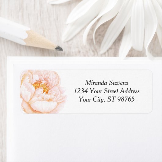 Pink Peony Waterverf Floral Etiket (Insitu)