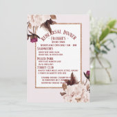 Pink Peony Waterverf Floral Rehearsal Dinner Kaart (Staand voorkant)