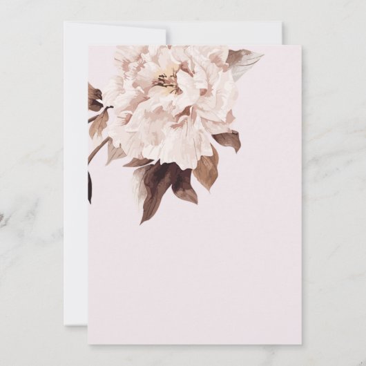 Pink Peony Waterverf Floral Rehearsal Dinner Kaart (Achterkant)