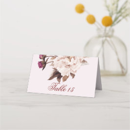 Pink Peony Waterverf Floral Wedding Table Number Plaatskaartje