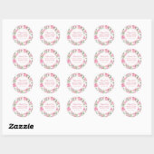 Pink Peony Waterverf Flowers | Dank u Ronde Sticker (Vel)