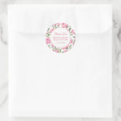 Pink Peony Waterverf Flowers | Dank u Ronde Sticker (Tas)