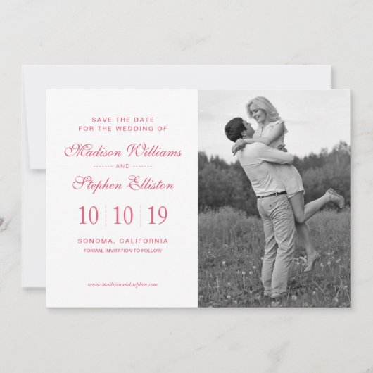 Pink Peony Waterverf Flowers - sla de datum op Save The Date (Voorkant)