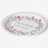 Pink Peony Waterverf Foto bruiloft Papieren Bordje (Gekanteld)