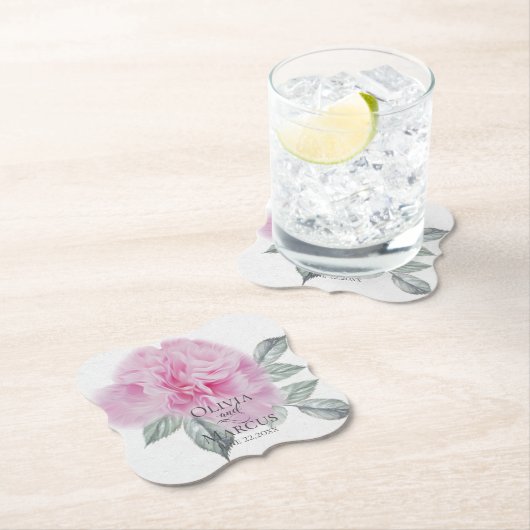 Pink Peony Waterverf Kartonnen Onderzetters (Insitu)