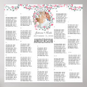 Pink Peony Waterverf Photo Wedding Seating Chart Poster (Voorkant)