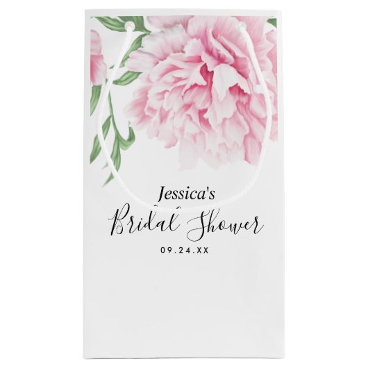 Pink Peony Waterverf Vrijgezellenfeest Klein Cadeauzakje (Achterkant)