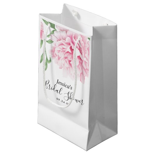 Pink Peony Waterverf Vrijgezellenfeest Klein Cadeauzakje (Voorkant Gekanteld)