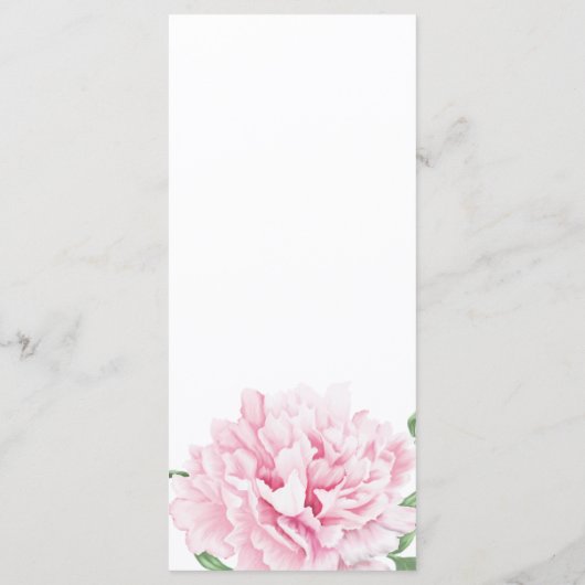 Pink Peony Waterverf Wedding Menu (Achterkant)