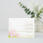 Pink Peony Wedding Accommodation Enclosure Briefkaart (Staand voorkant)