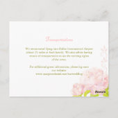 Pink Peony Wedding Accommodation Enclosure Briefkaart (Achterkant)