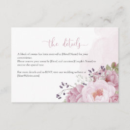 Pink Peony Wedding Details Card Informatiekaartje