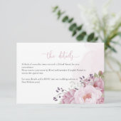 Pink Peony Wedding Details Card Informatiekaartje (Staand voorkant)
