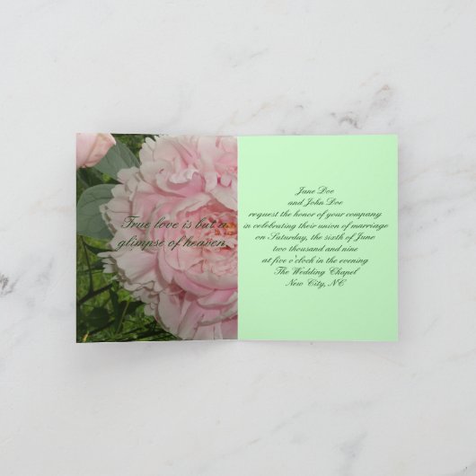 Pink Peony Wedding Invitation (Binnen)
