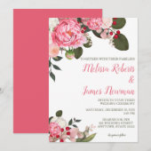 Pink Peony Wedding Invitation Kaart (Voorkant / Achterkant)