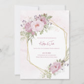 Pink Peony Wedding Invitation Kaart (Voorkant)