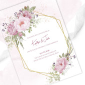 Pink Peony Wedding Invitation Kaart
