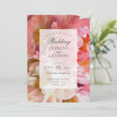 Pink Peony Wedding Invitation Kaart (Staand voorkant)