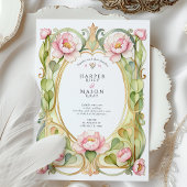 Pink Peony Wedding Kaart
