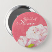 Pink Peony Wedding Maid of Honor Ronde Button 4,0 Cm (Voorkant /achterkant)