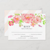 Pink Peony Wedding RSVP Kaartje (Voorkant / Achterkant)