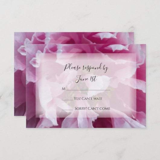 Pink Peony Wedding RSVP Response Kaart (Voorkant / Achterkant)