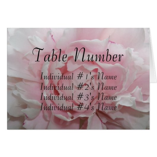 Pink Peony Wedding Table Place Card Sjabloon (Voorkant Horizontaal)