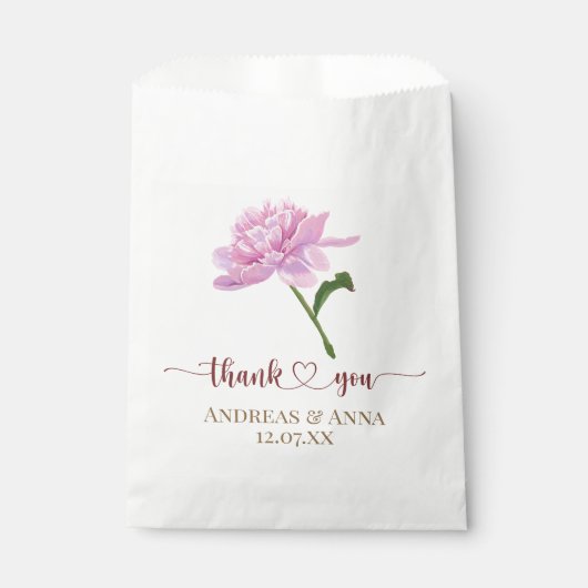  Pink Peony Wedding Thank You Bedankzakje (Voorkant)