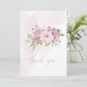 Pink Peony Wedding Thank You Cards Bedankkaart (Staand voorkant)