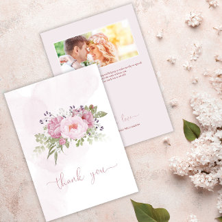 Pink Peony Wedding Thank You Cards Bedankkaart