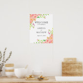 Pink Peony Wedding Welcome Poster (Keuken)