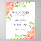 Pink Peony Wedding Welcome Poster (Voorkant)