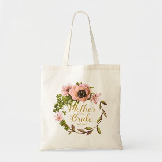 Pink Peony Wreath Moeder van de Bride ID456 Tote Bag (Voorkant)